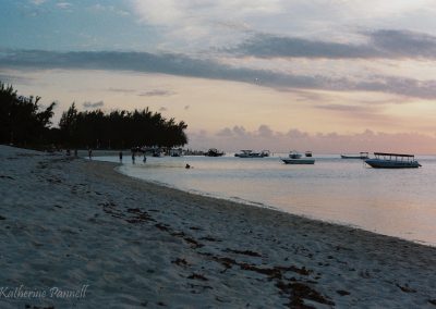 Sunset on beach in Mauritius